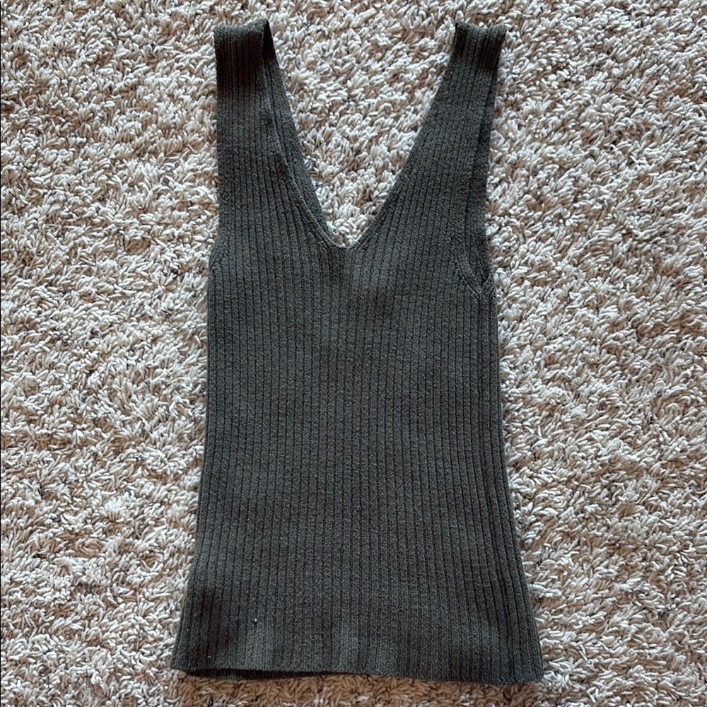 Brandy Melville Charcoal Ribbed Tank Top